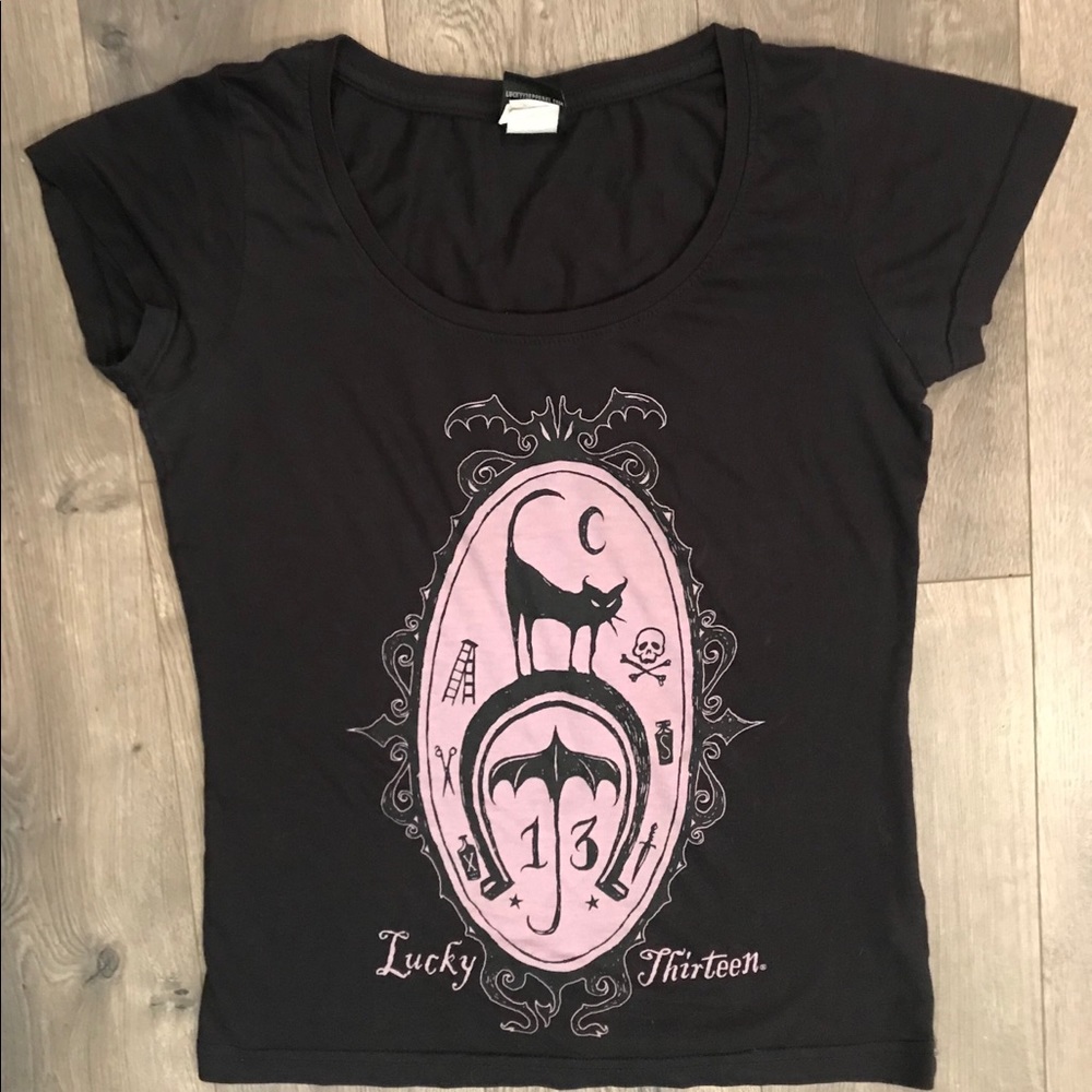 Limited Edition Lucky 13 Black Cat Cameo TShirt